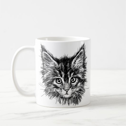 Mug Visage de Kitten noir et blanc (Gauche)