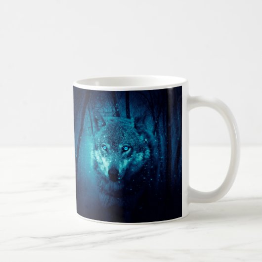 Mug Visage de loup dans la forêt d'imaginaires sombres (Droite)