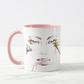 Mug Visage de maquillage d'aquarelle (Gauche)
