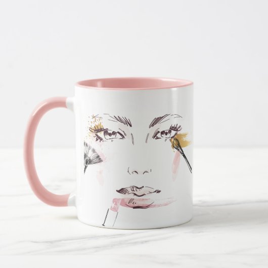 Mug Visage de maquillage d'aquarelle (Gauche)