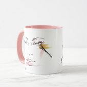 Mug Visage de maquillage d'aquarelle (Devant gauche)