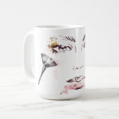 Mug Visage de maquillage d'aquarelle (Devant gauche)