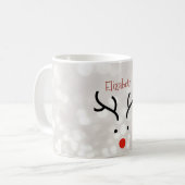 Mug Visage de Renne Adorable, Bokeh (Devant gauche)
