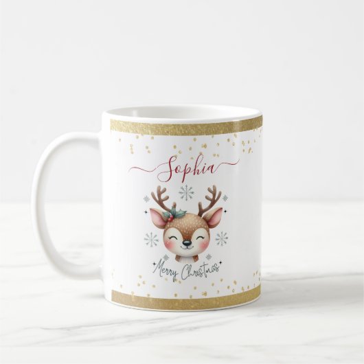 Mug Visage de renne de Noël Cadeaux de vacances (Gauche)