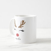 Mug Visage de rennes de Noël joyeux et joyeux (Devant gauche)