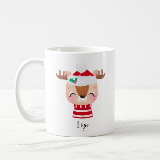 Mug Visage de rennes souriants de Noël (Gauche)