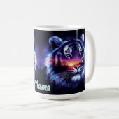 Mug Visage de tigre et paysage de coucher de soleil Pi (Devant droit)