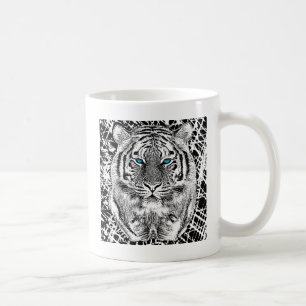 Mug Visage de Tigre sauvage aux yeux bleus Noir et Bla