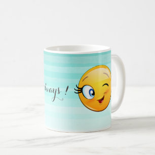 Mug Visage d'Emoji clin d'œil adorable - Soyez heureux