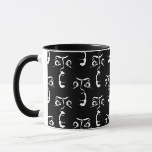 Mug visage d'horreur noir et blanc