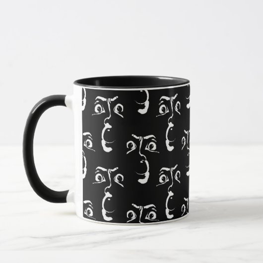 Mug visage d'horreur noir et blanc (Gauche)