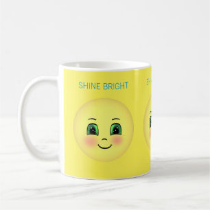 Mug Visage heureux rose mignon sur fond jaune