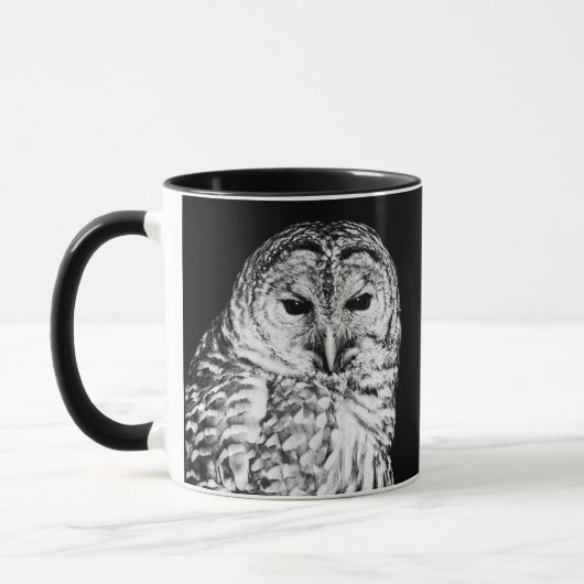 Mug Visage noir et blanc de hibou barré (Gauche)