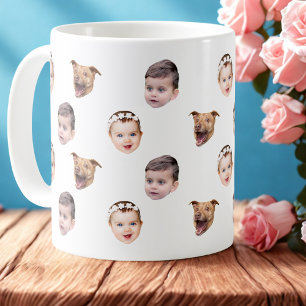 Mug Visage personnalisé, cadeau familial unique 3 phot