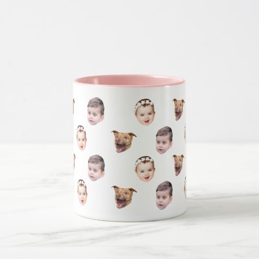 Mug Visage personnalisé, cadeau familial unique 3 phot (Centre)