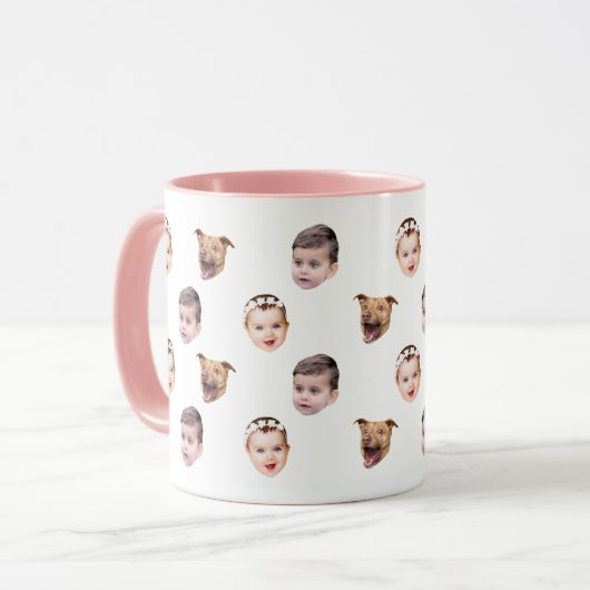 Mug Visage personnalisé, cadeau familial unique 3 phot (Devant gauche)