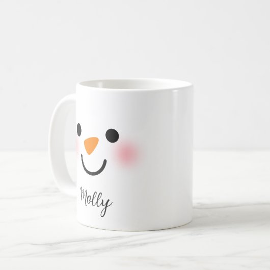 Mug Visage personnalisé mignon Snowman (Devant gauche)