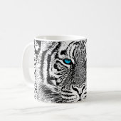 Mug Visage sauvage de tigre d'yeux bleus noirs et (Devant gauche)