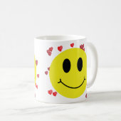 Mug Visage souriant avec Coeurs rouges (Devant droit)