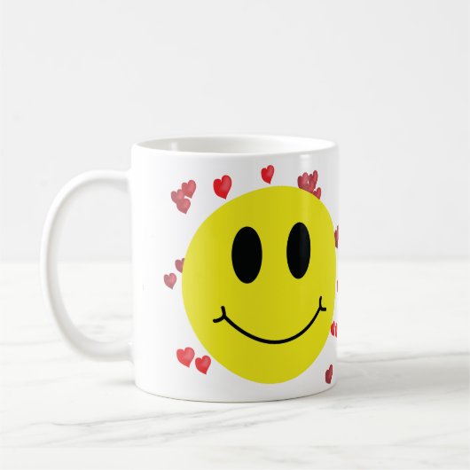 Mug Visage souriant avec Coeurs rouges (Gauche)