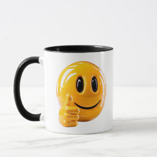 Mug Visage Souriant Jaune Pouce Levé Illustration
