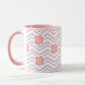 Mug Visage souriant mignon sur Motif Chevron rose (Gauche)