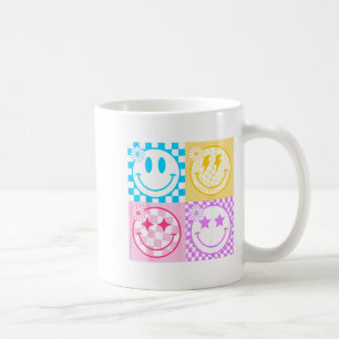 Mug Visage Sourire Heureux Rétro Motif À Carreaux Vibe