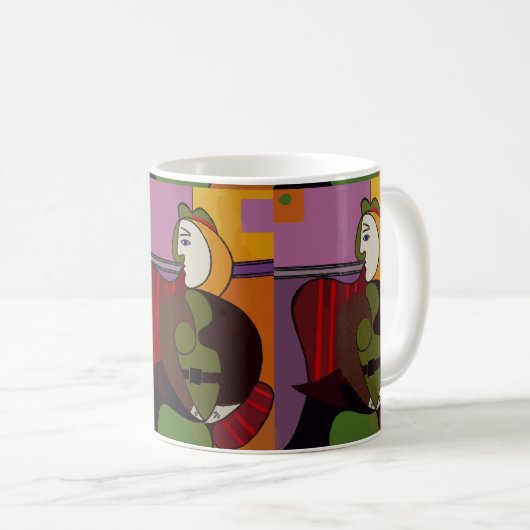 Mug Visages Abstraits, ajouter du texte, (Devant droit)