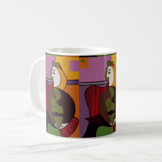 Mug Visages Abstraits, ajouter du texte, (Devant gauche)