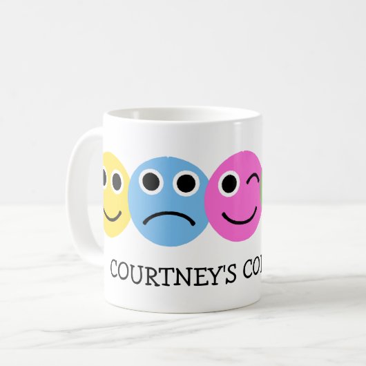 Mug Visages colorés Emojis Personnalisés (Devant gauche)