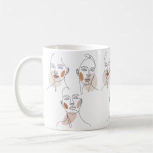Mug Visages d'art en ligne minimaliste pour femmes