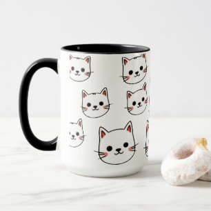 Mug Visages de Chat Kawaii – Motif de Dessin Animé Min