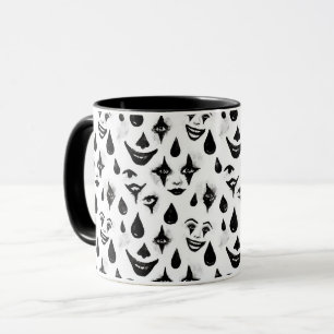 Mug Visages de clown de cirque noir et blanc