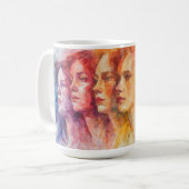 Mug Visages des femmes - Peinture aquarelle (Devant gauche)