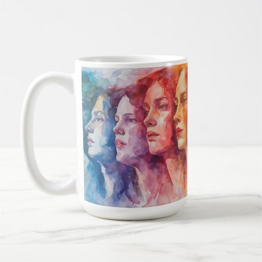 Mug Visages des femmes - Peinture aquarelle (Gauche)