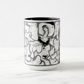 Mug Visages dessin au trait gris foncé (Centre)