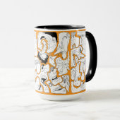 Mug Visages dessin linéaire orange (Devant droit)