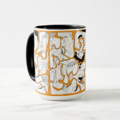 Mug Visages dessin linéaire orange (Devant gauche)