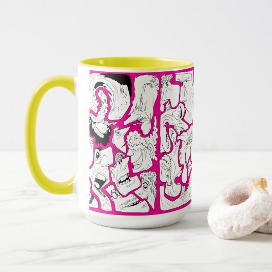 Mug Visages PinKo Art Linéaire (Avec donut)