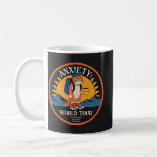 Mug Visite Mondiale Anxiété Art Rétro Chat Randonneur