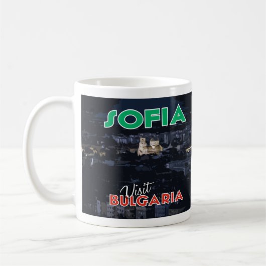 Mug Visite Sofia, Bulgarie J'aime la pâte à café (Gauche)