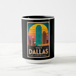 Mug Visitez Dallas – Retro Skyline Travel