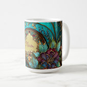Mug Vitrail Turquoise et rose Abstrait Fête des Mères (Devant droit)