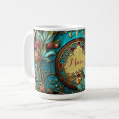 Mug Vitrail Turquoise et rose Abstrait Fête des Mères (Devant gauche)