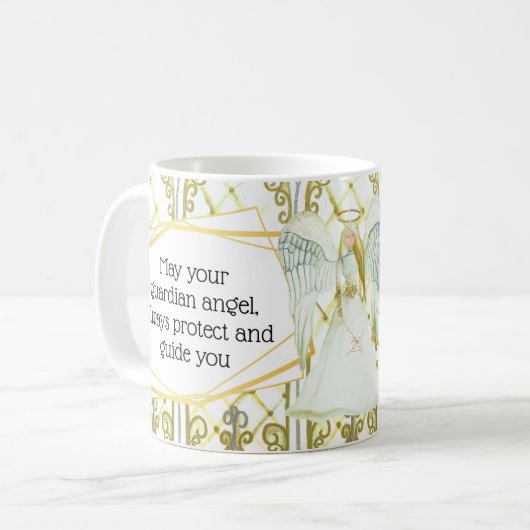 Mug Vitraux de l'ange gardien Guardian citation angéli (Devant gauche)