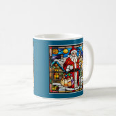 Mug Vitraux de Noël de Père Noël (Devant droit)