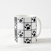Mug Vitre blanche noire Cute Paw Plaid (Devant droit)