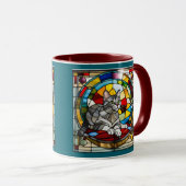 Mug Vitreaux Chat Gris Mignon (Devant droit)