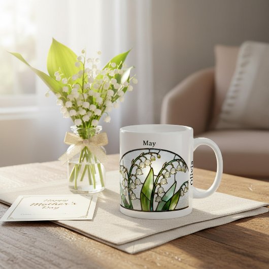Mug Vitreaux Fleur de Naissance Mai Muguet