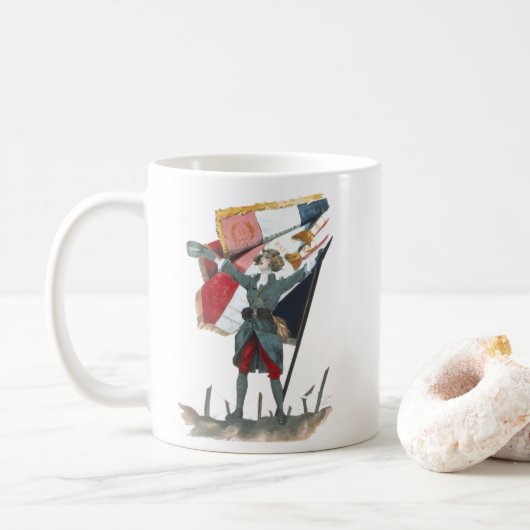 Mug Viva la France Uniforme militaire féministe et dra (Avec donut)